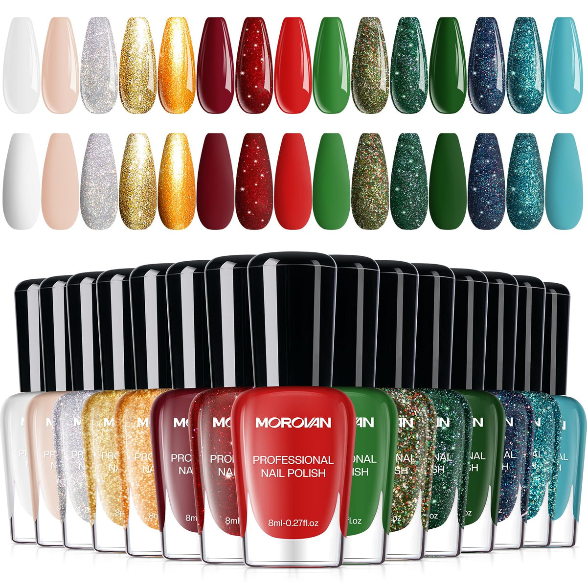 Morovan front packaging showing full 15-color holiday palette for gifting