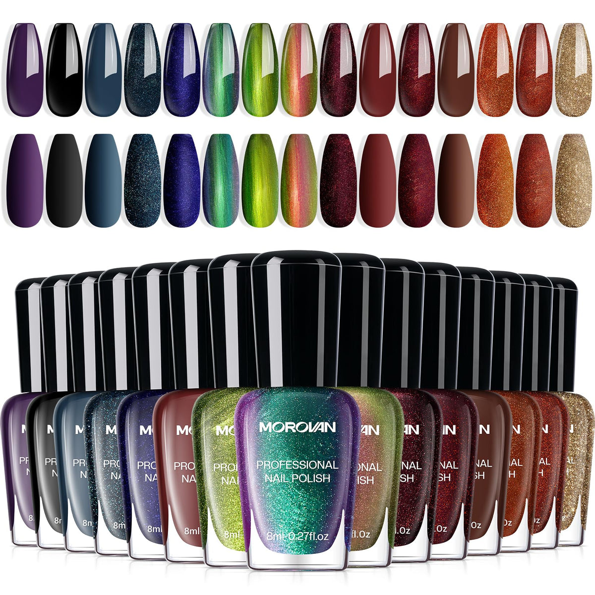 Morovan front packaging showing 15 chameleon chrome bottles and gifting appeal