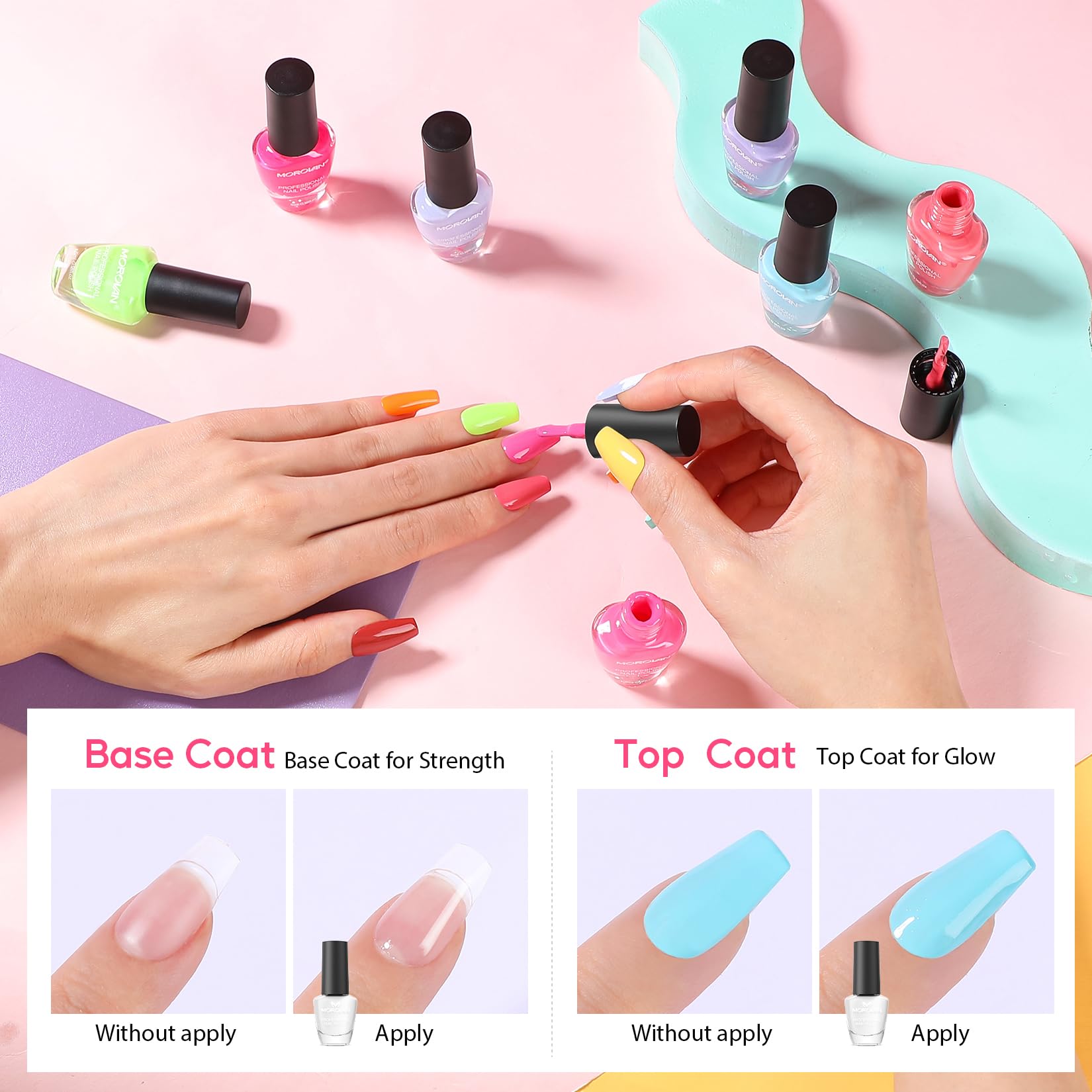 Morovan palette layout displaying colorful arranged bottles for easy selection