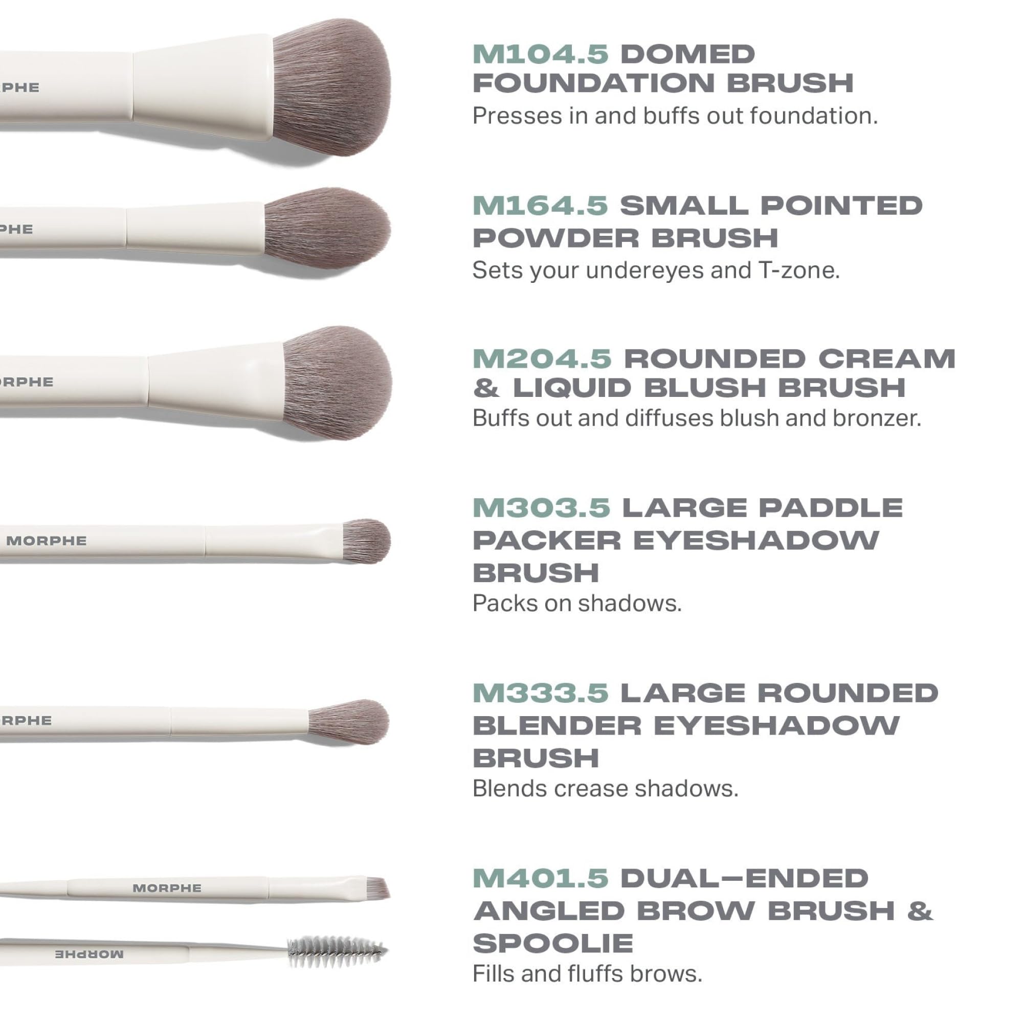 MORPHE angled brow brush detail, precise edge for crisp brow and liner definition