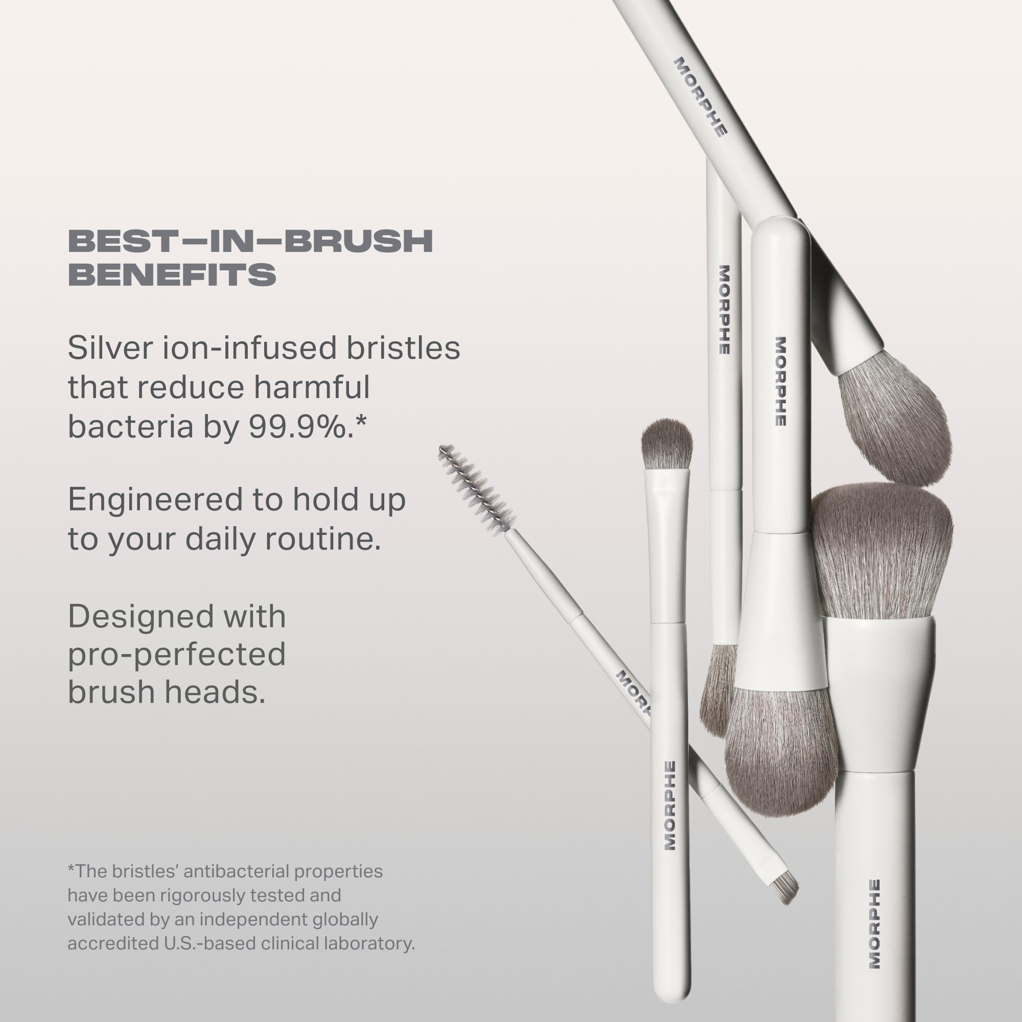 MORPHE close-up of synthetic bristles, smooth fibers for even blending and easy cleaning