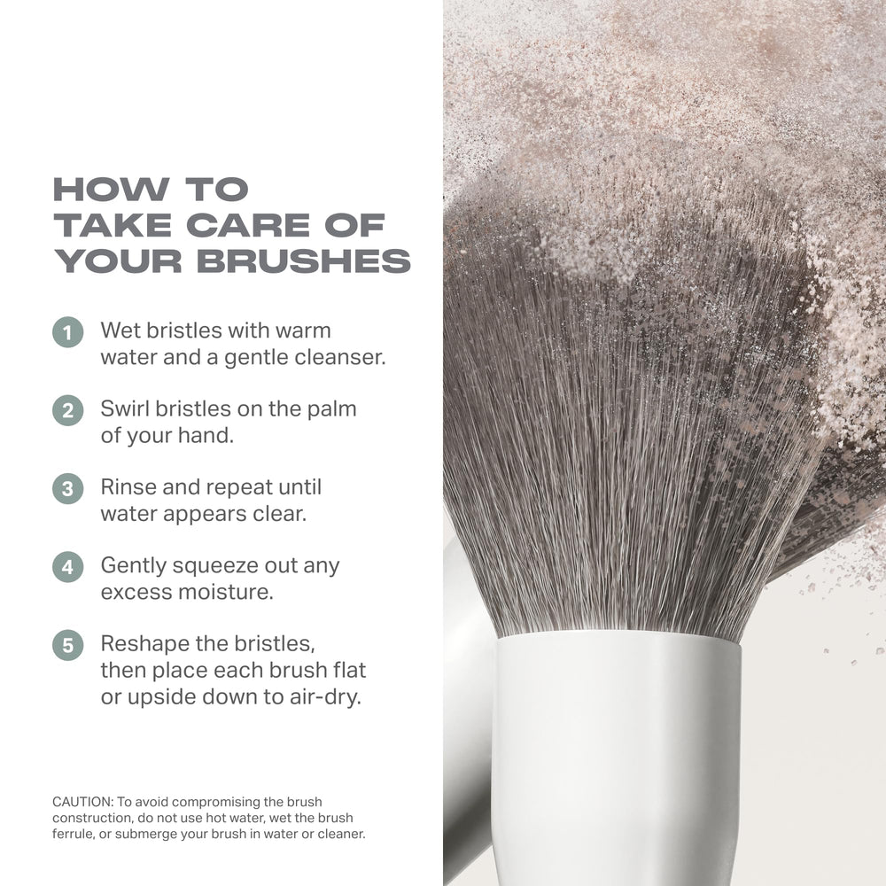 MORPHE brushes packed inside a toiletry bag, compact kit ideal for travel touch-ups