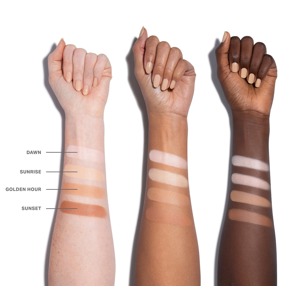 MORPHE Cloudlight Dawn swatch on arm displaying sheer warm glow and blendability