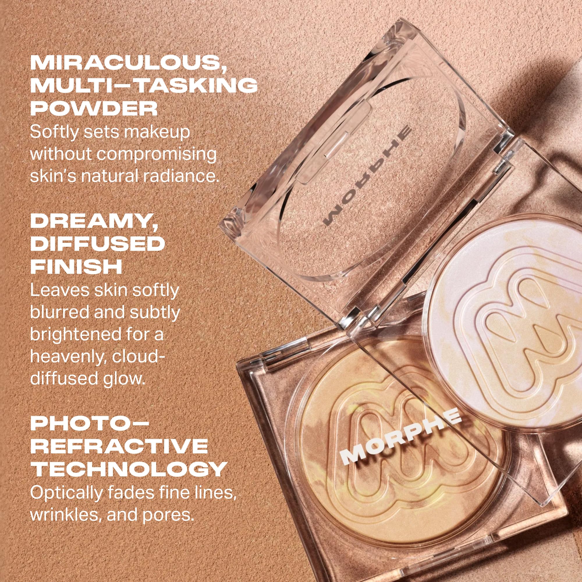 MORPHE Cloudlight Dawn powder texture close-up showing fine milled particles for blur
