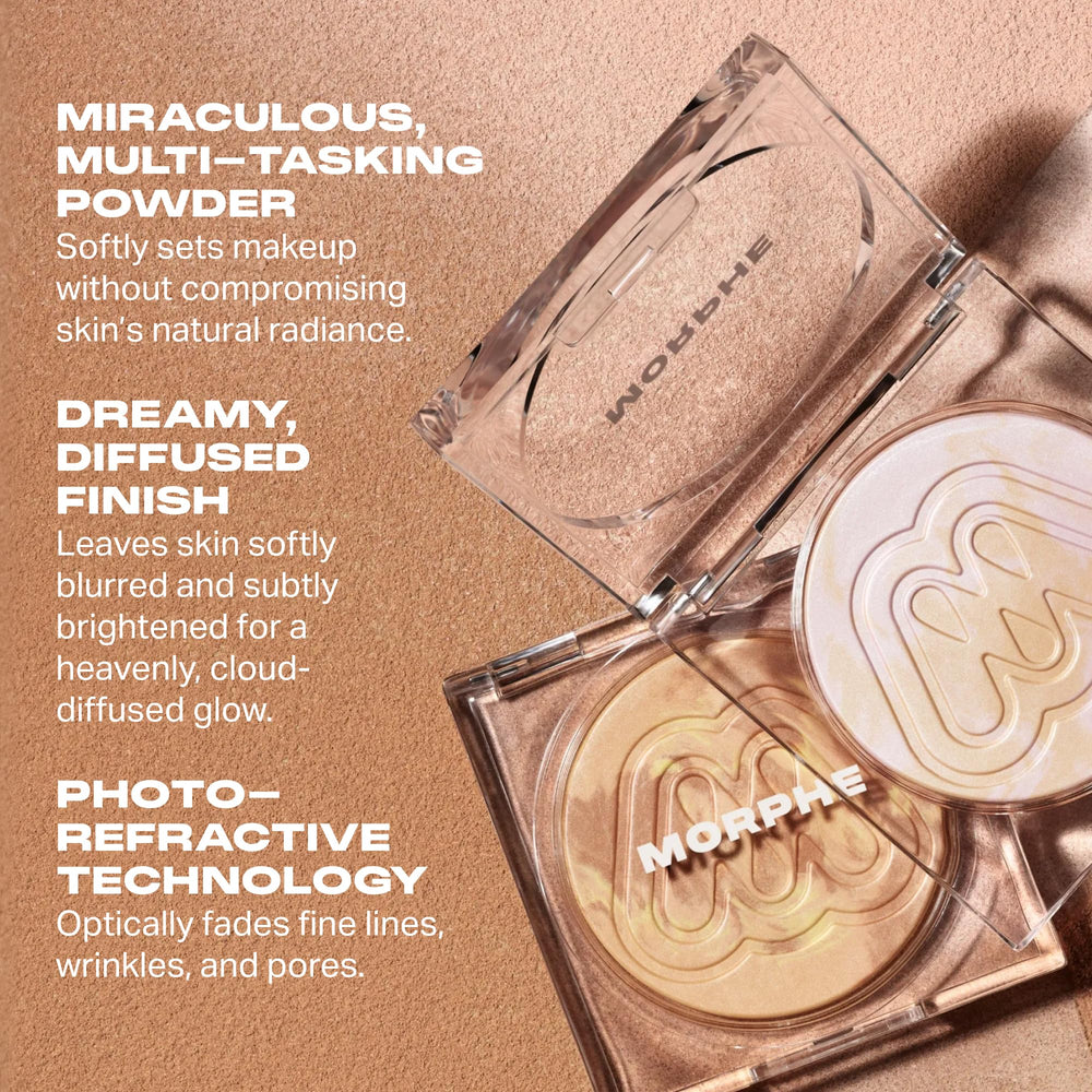 MORPHE close-up of powder texture highlighting fine-milled glow and smooth finish