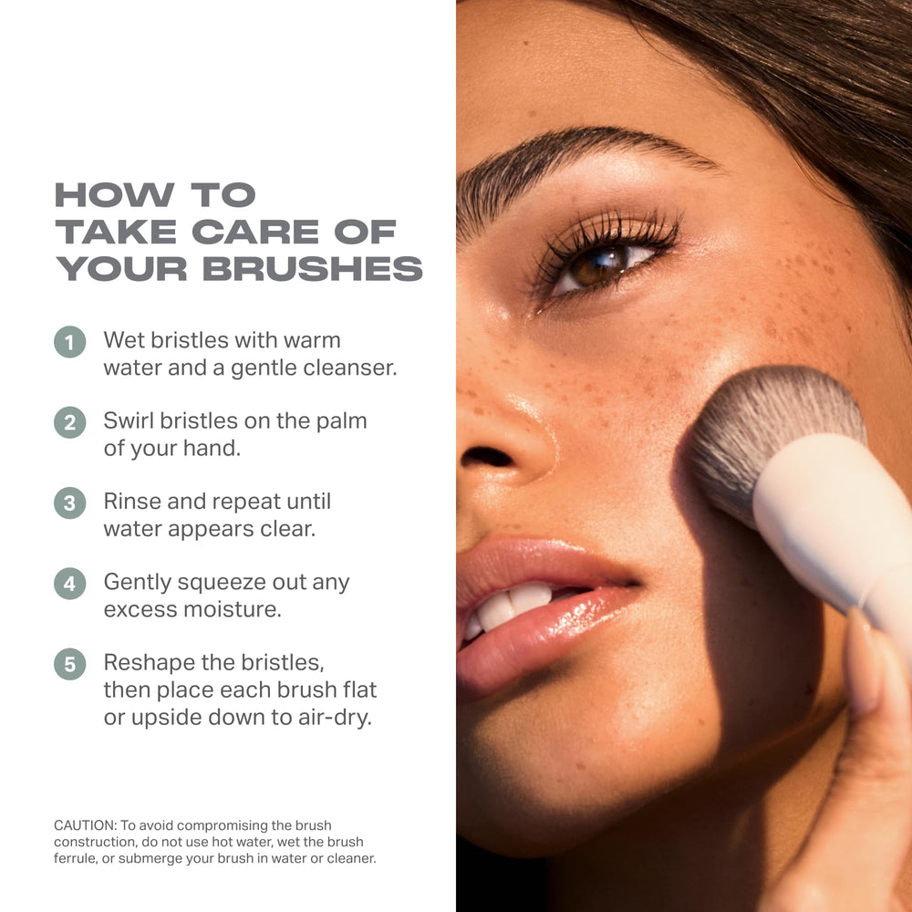 MORPHE brush in use applying foundation showing smooth, streak-free finish