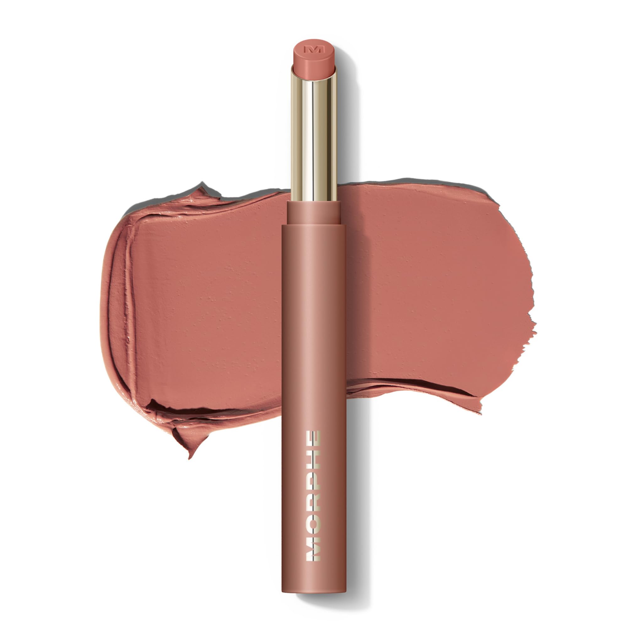 MORPHE lipstick tube front showing Honey shade and sleek packaging benefit: easy identification