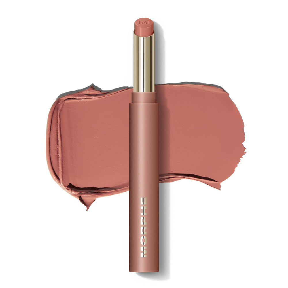 MORPHE lipstick tube front showing Honey shade and sleek packaging benefit: easy identification