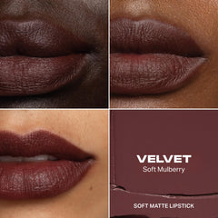 MORPHE open lipstick bullet revealing velvet soft-matte texture for smooth application