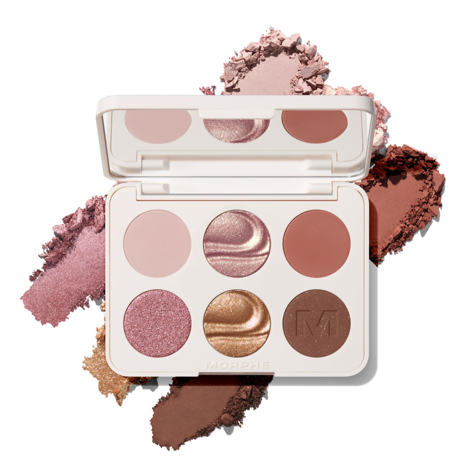 MORPHE palette front open showing six Outer Spice shades, versatile everyday looks
