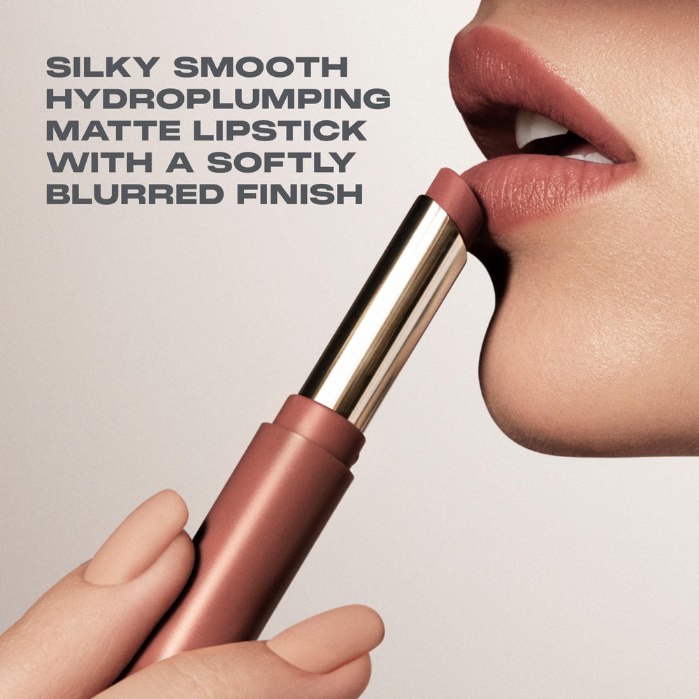 MORPHE compact lipstick beside common items showing the travel-friendly size benefit