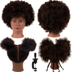 MORRIS front view of 10-inch mannequin head showing curly hair for realistic practice