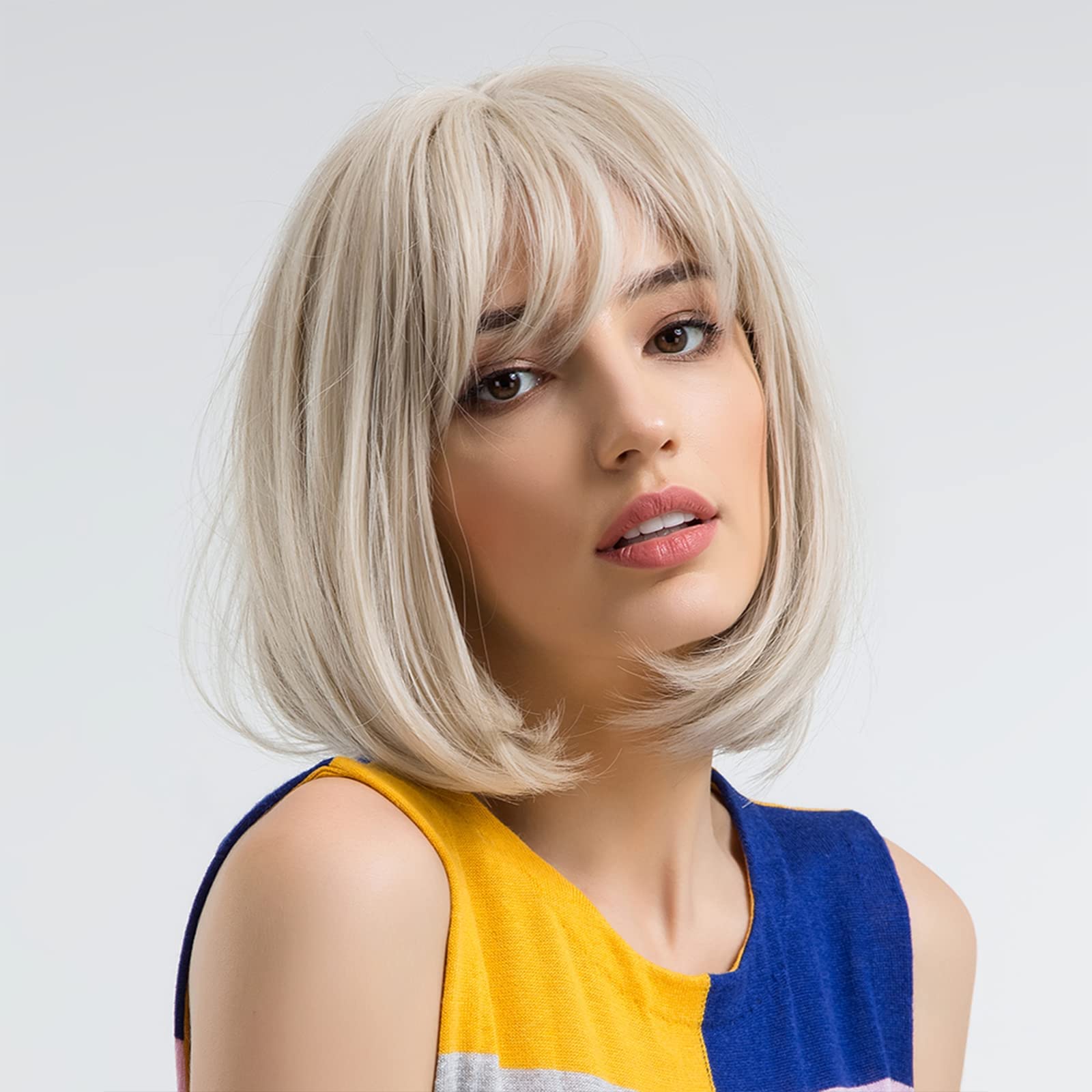 MOSINA front view blonde bob wig showing natural style and instant makeover benefit