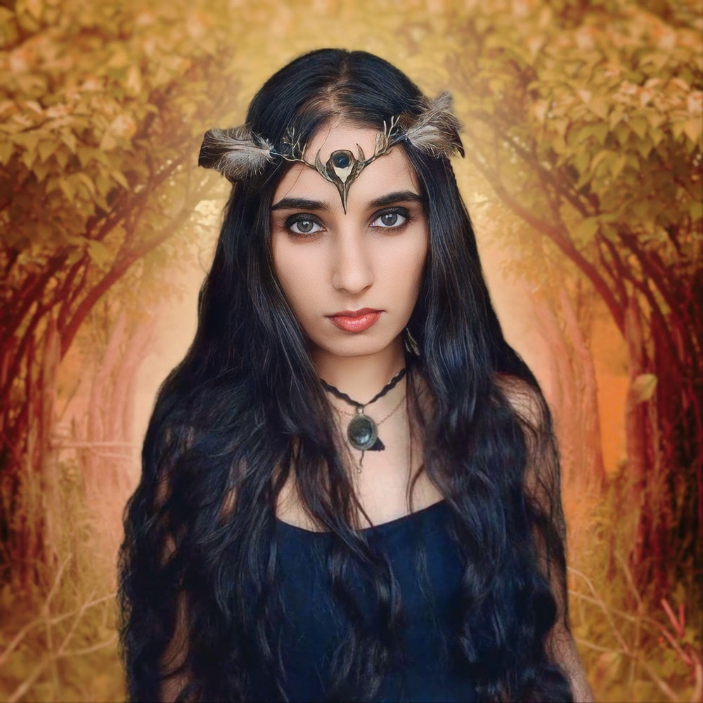 MOSTORY crown worn in cosplay setting adds dark fantasy character