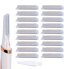 MOVELOVE front pack showing 18 replacement dermaplane heads for long-lasting supply