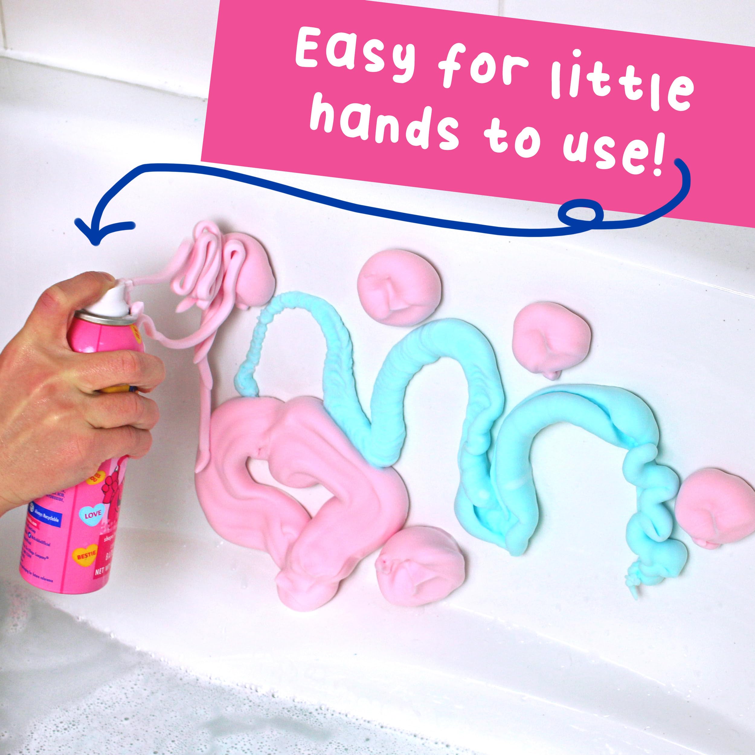 Mr. Bubble foam texture detail showing thick fluffy lather that holds shapes for play