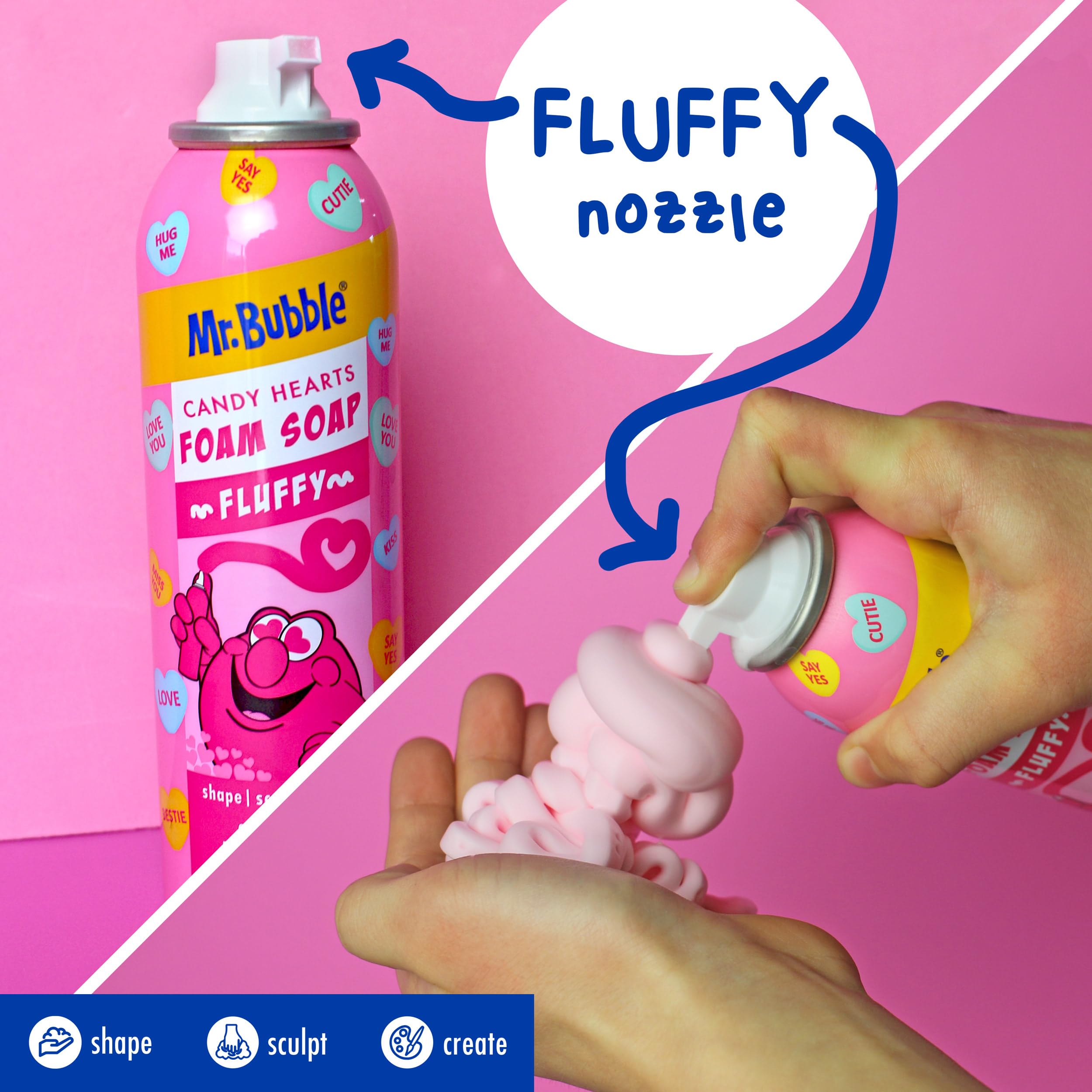 Child drawing letters in tub with Mr. Bubble foam encouraging creative washing