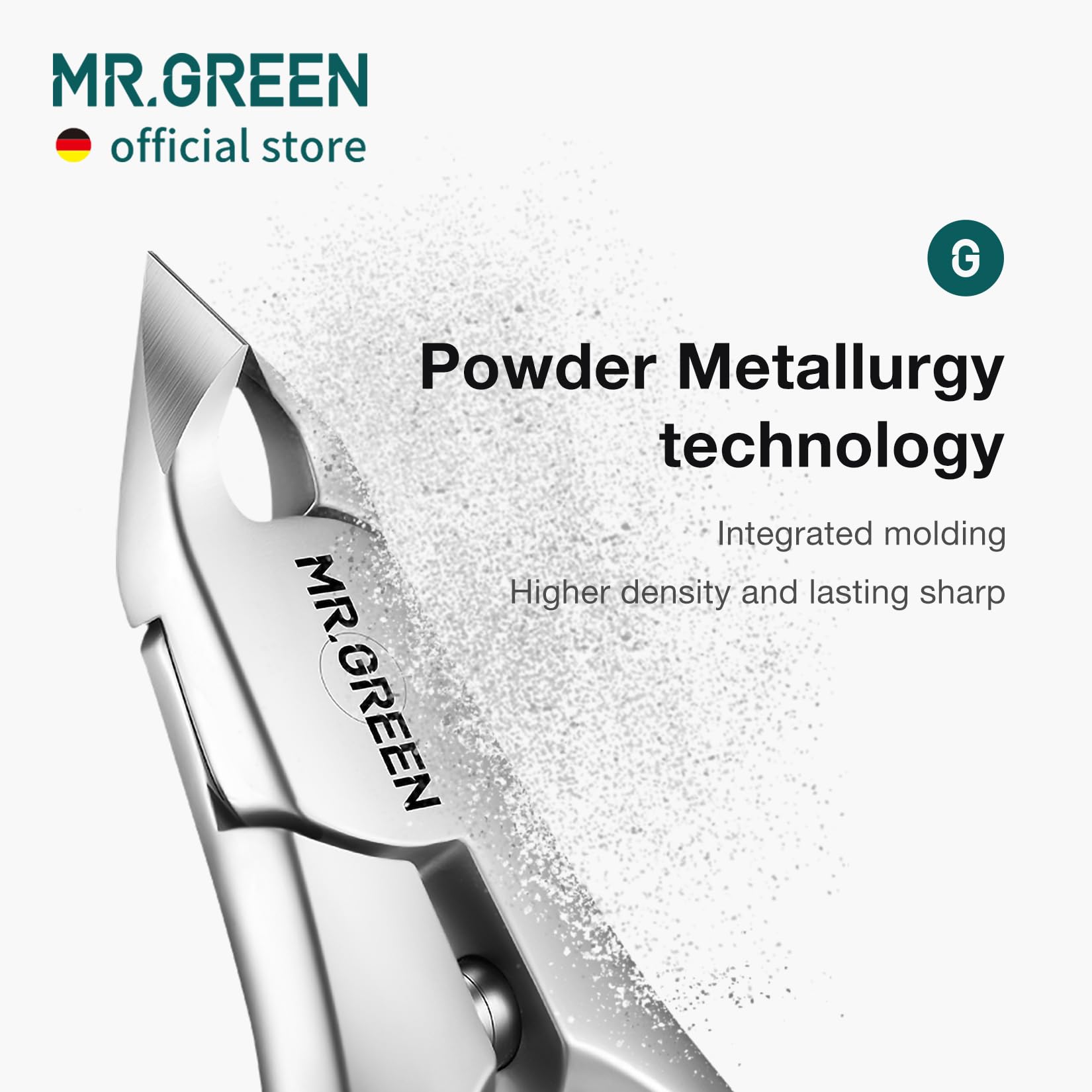 MR.GREEN built-in spring mechanism visible for smooth opening and consistent cuts