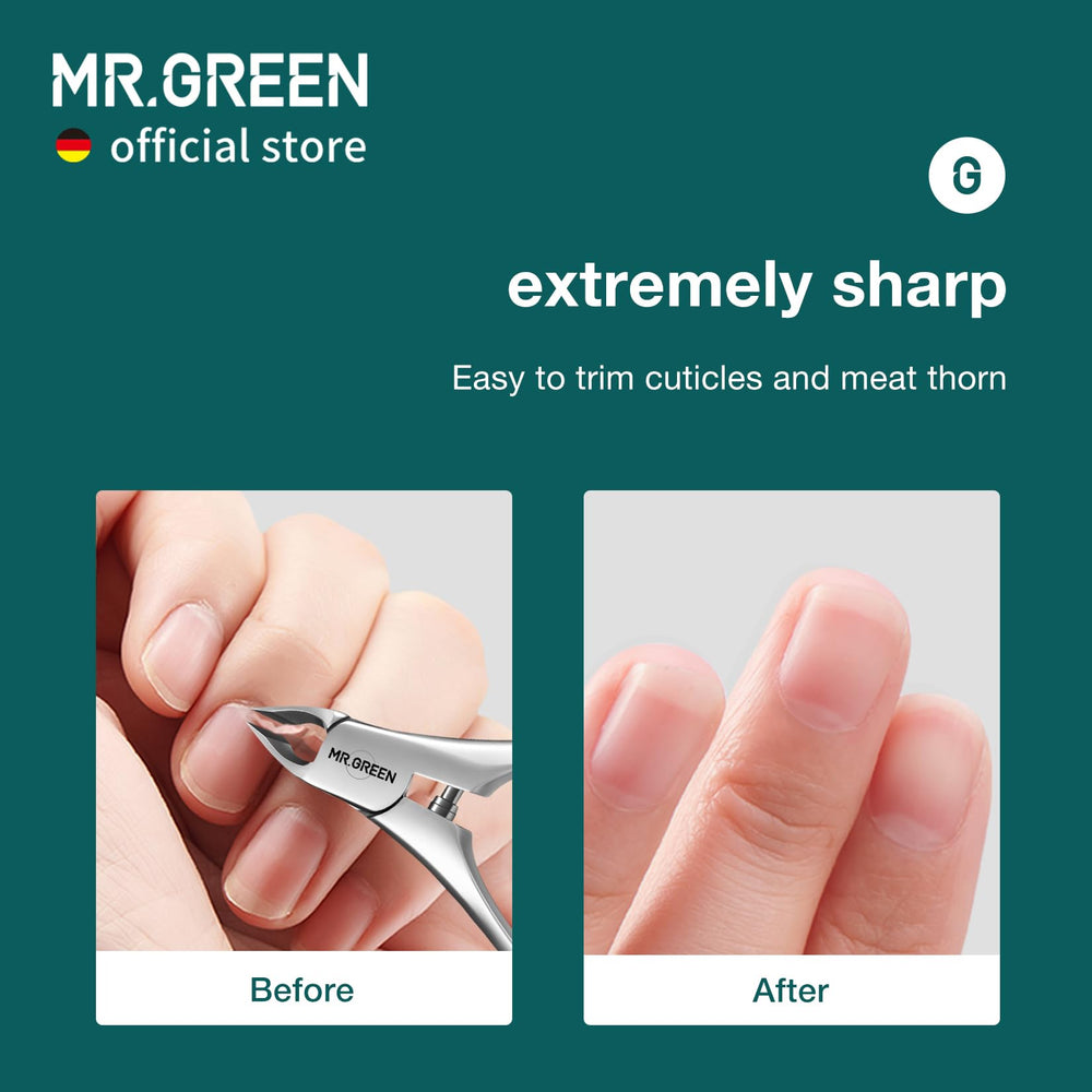 MR.GREEN size comparison against fingers illustrating compact scale and accuracy