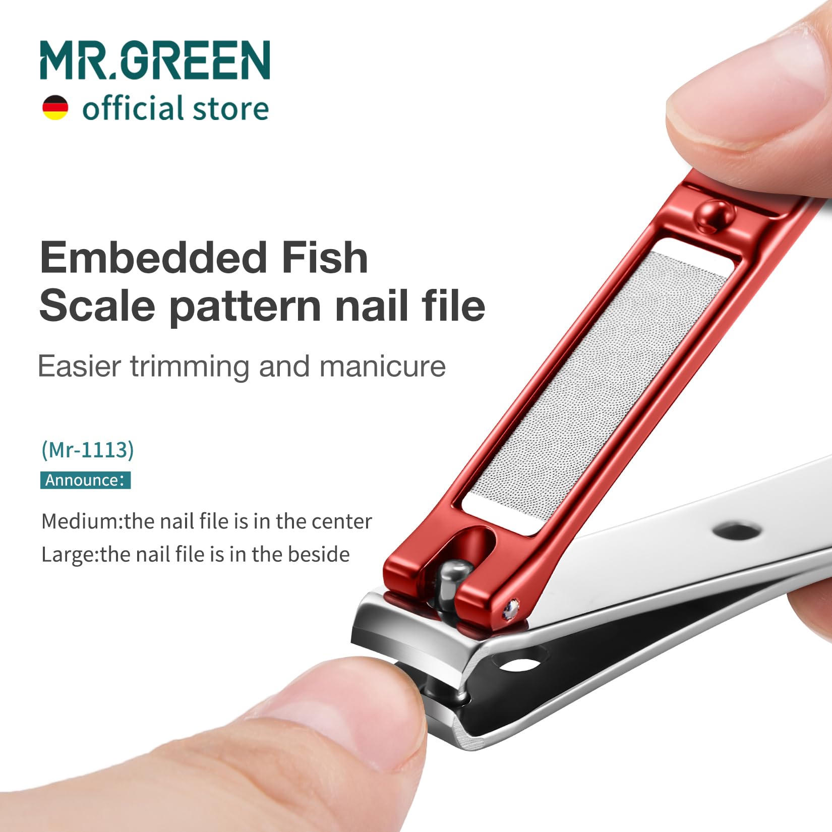 MR.GREEN clippers in hand showing ergonomic grip and control