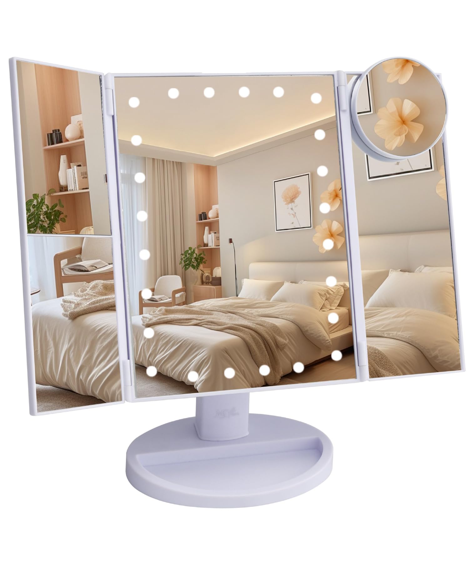 Mr. Pen front view showing full mirror and bright LEDs for clearer makeup
