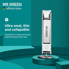 MR.GREEN folded clippers showing ultra-thin portable profile benefit