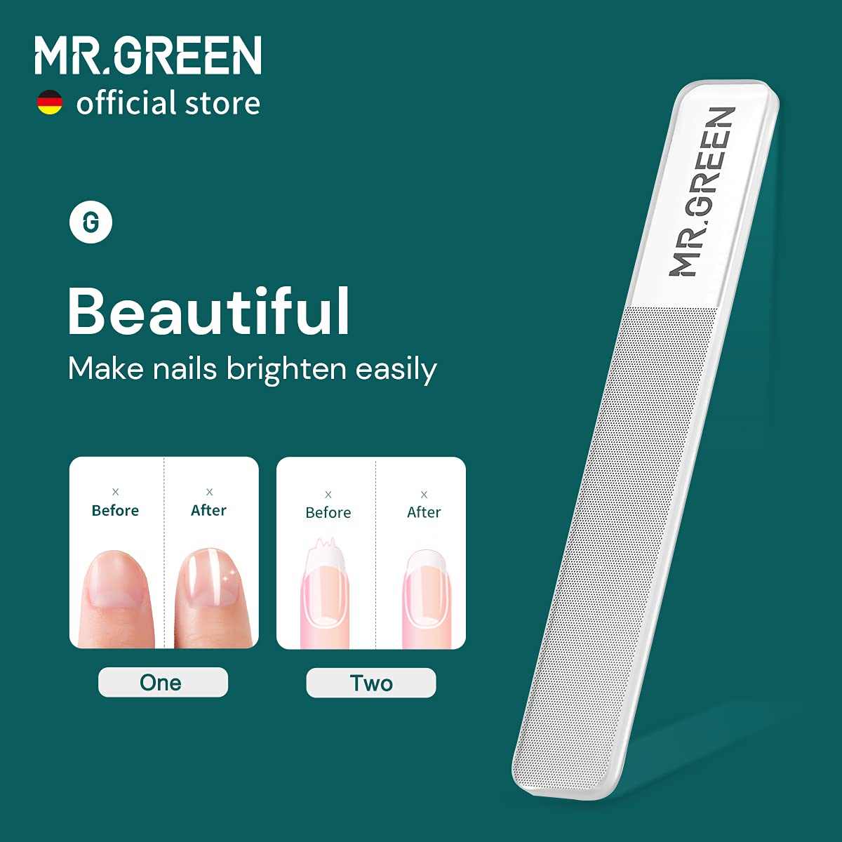 MR.GREEN clippers in use trimming a fingernail, providing safer, cleaner clipping