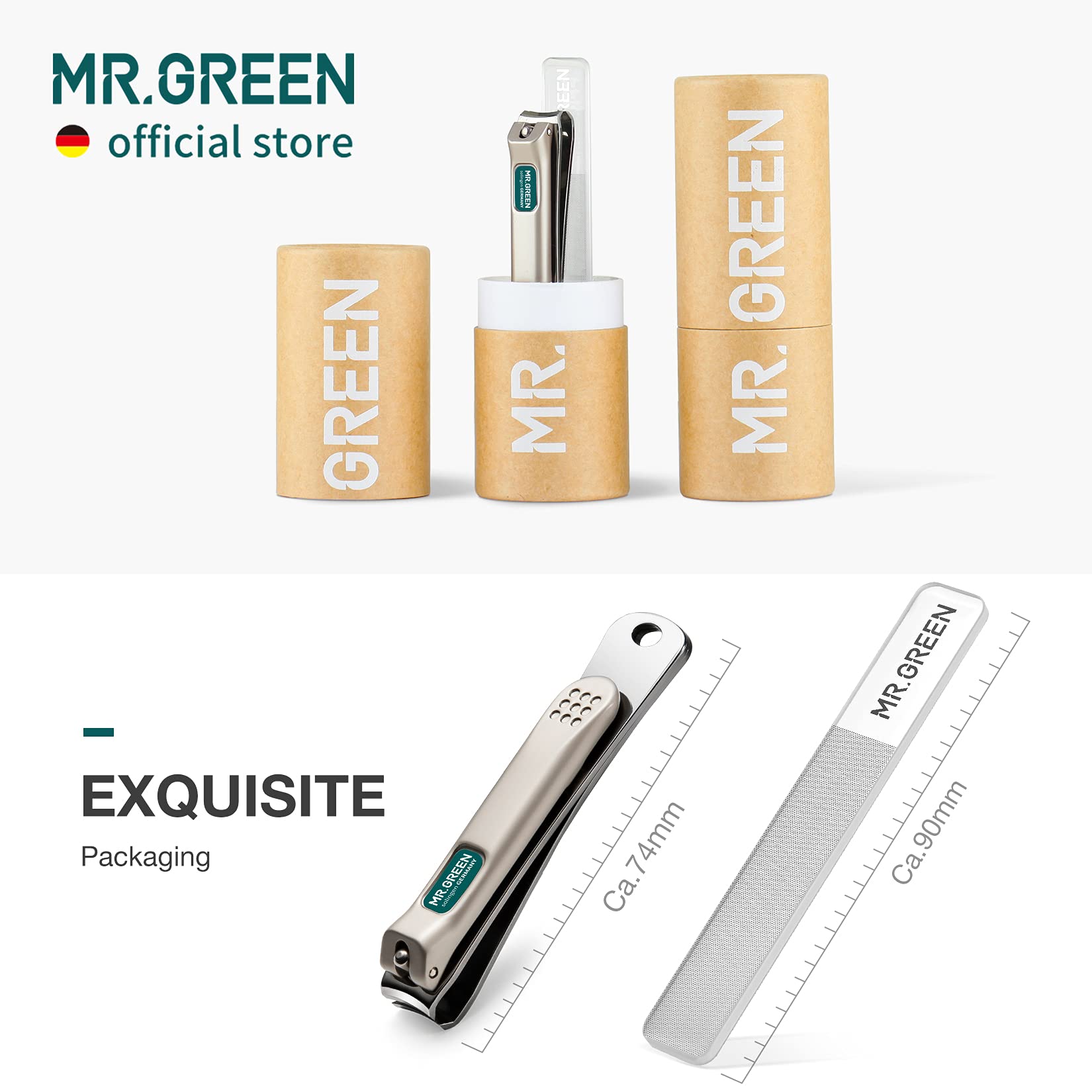MR.GREEN clipper held in hand for scale, showing medium size and easy handling