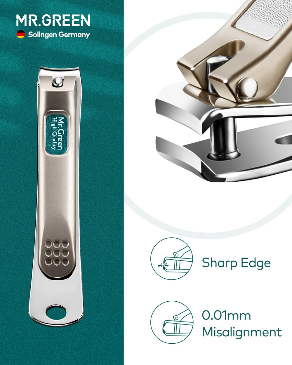 MR.GREEN stainless steel tools close-up highlighting durable sharp edges