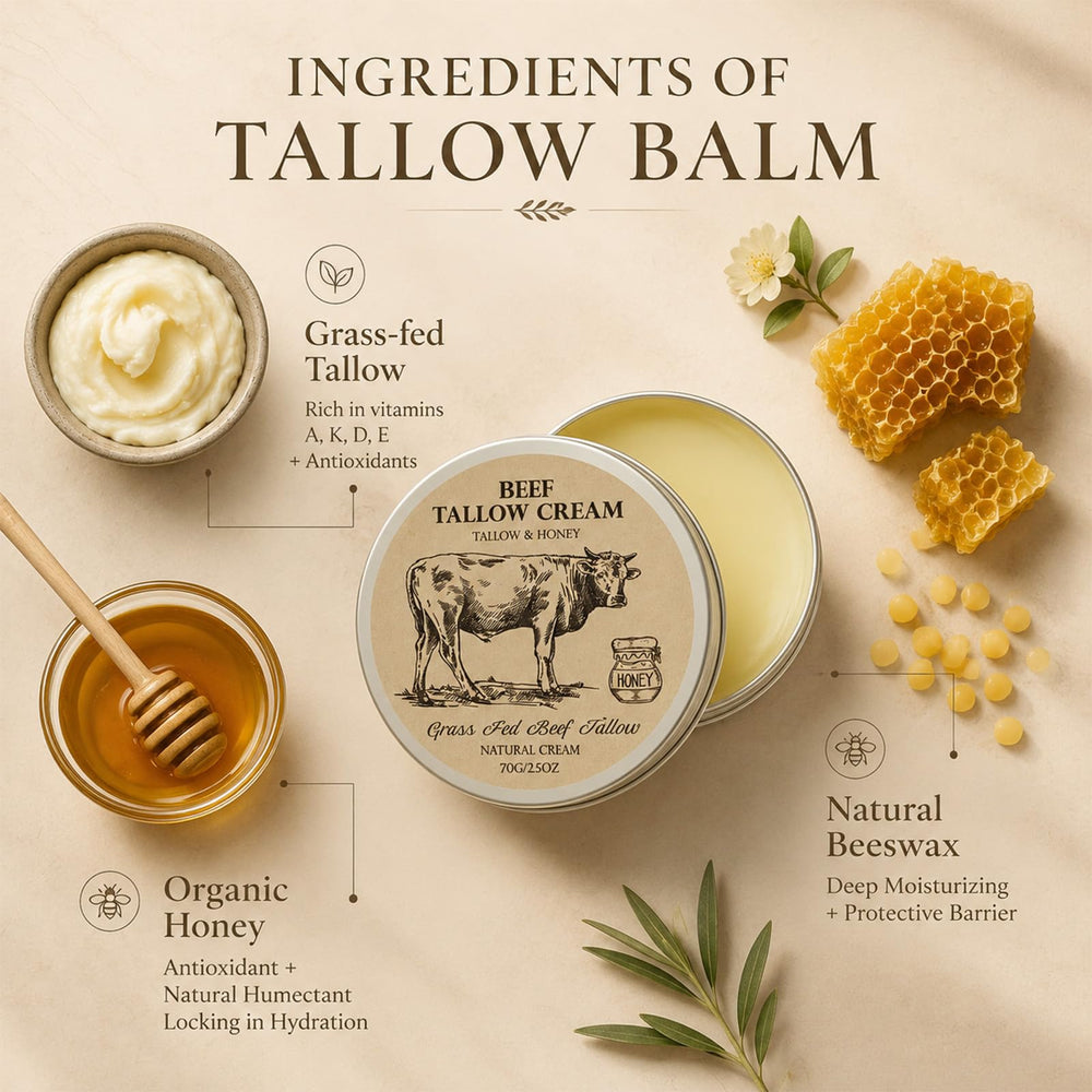MROUVIK ingredients view with honey and tallow highlighting pure natural blend
