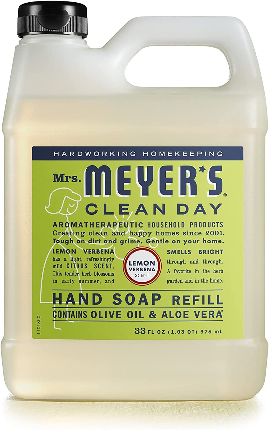 Mrs. MEYER'S Basil bottle with fresh basil sprigs, emphasizing herbaceous scent and natural ingredients