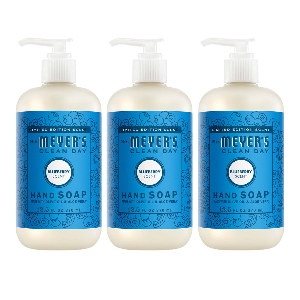Mrs. Meyer's front packaging showing blueberry scent and softening benefit