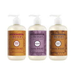 Mrs. MEYER'S front packaging showing three scents and clear labeling for easy choice