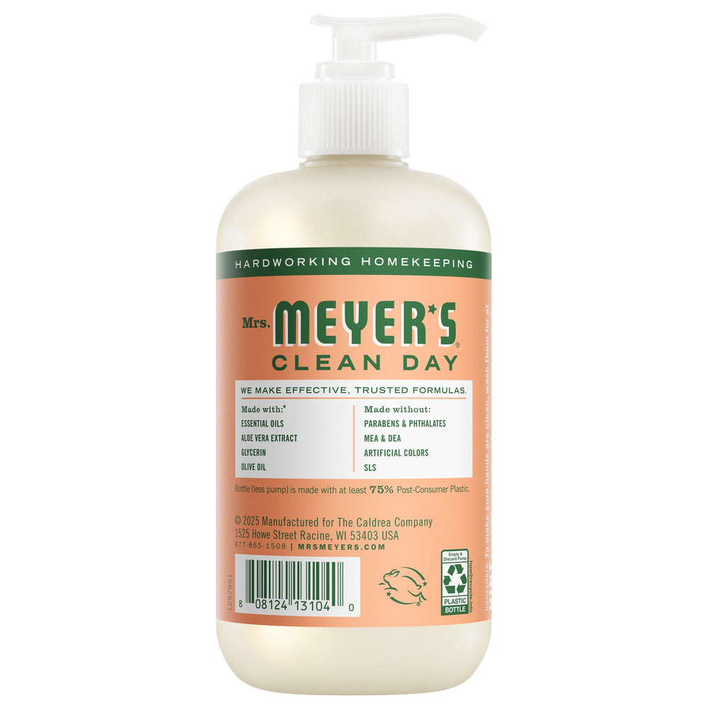 Mrs. MEYER'S pump close-up showing easy-dispense action and spill-free use