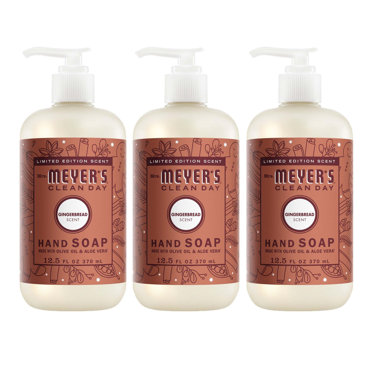 Mrs. MEYER'S front packaging showing three bottles and cozy appeal