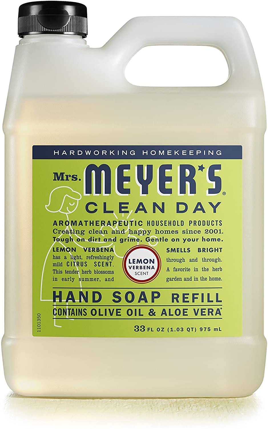 Mrs. MEYER'S Lemon Verbena refill label close-up showing fragrance and details