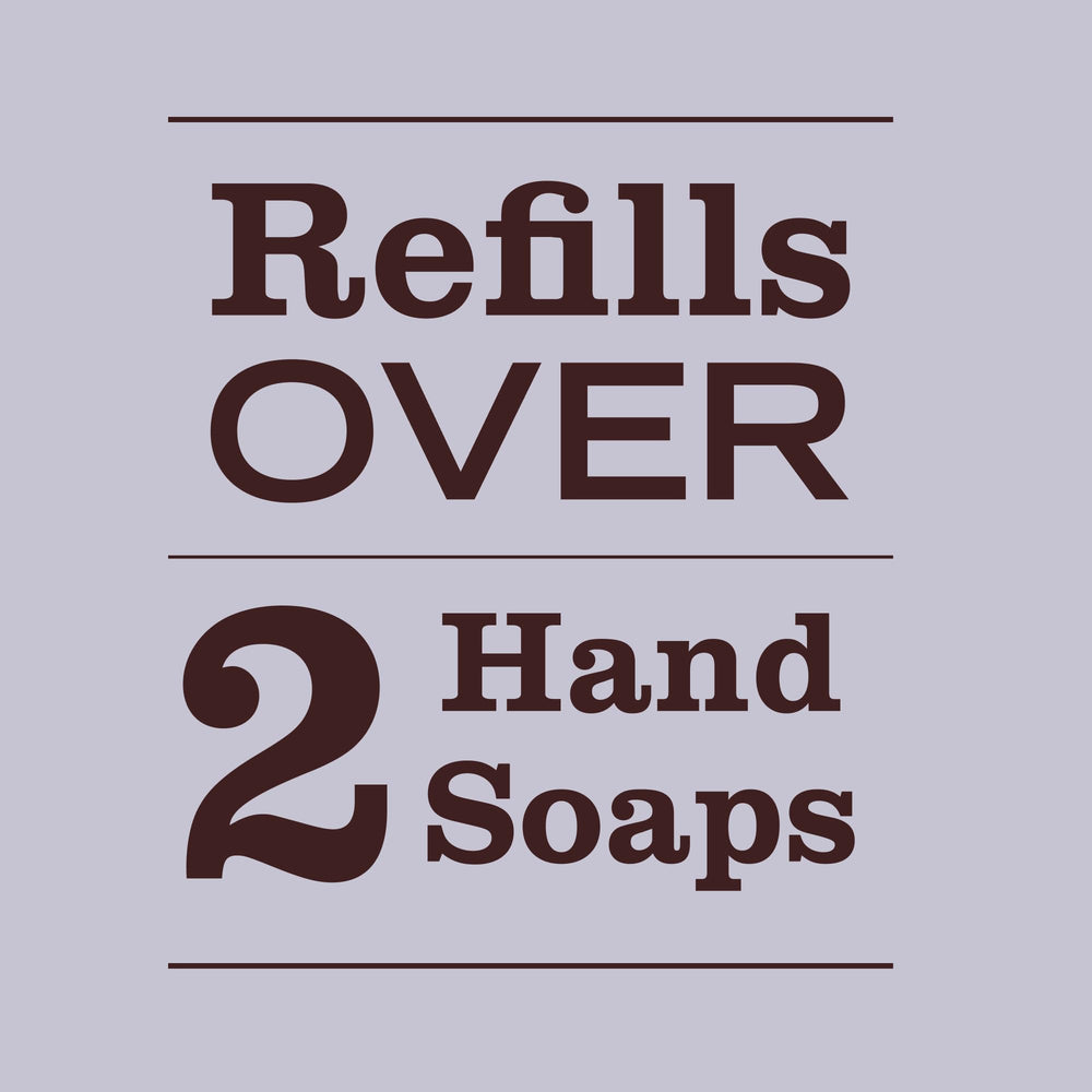 Mrs. MEYER'S refill being poured into a dispenser showing convenience and refillability