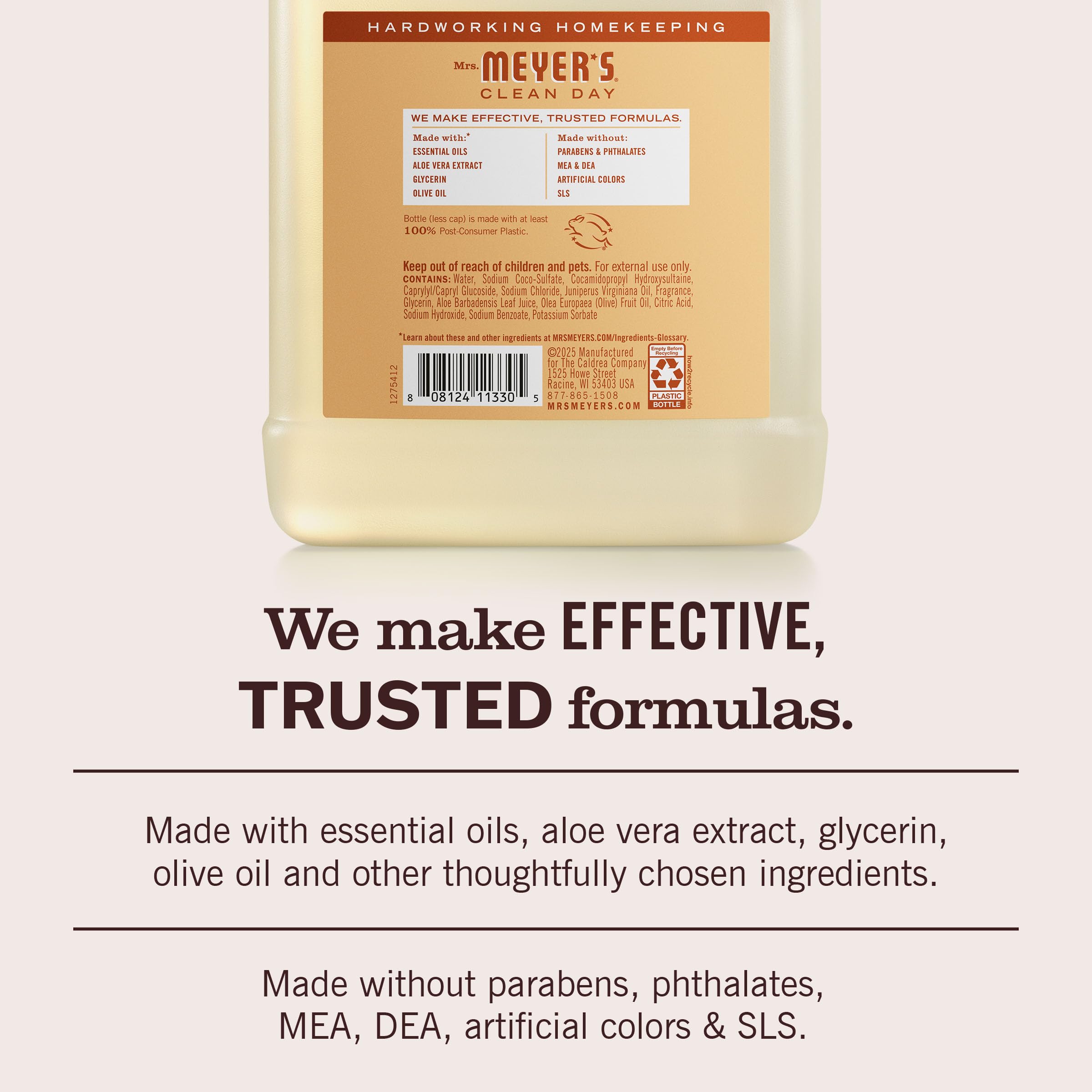Mrs. MEYER'S soap lather on hand close-up illustrating gentle, moisturizing foam
