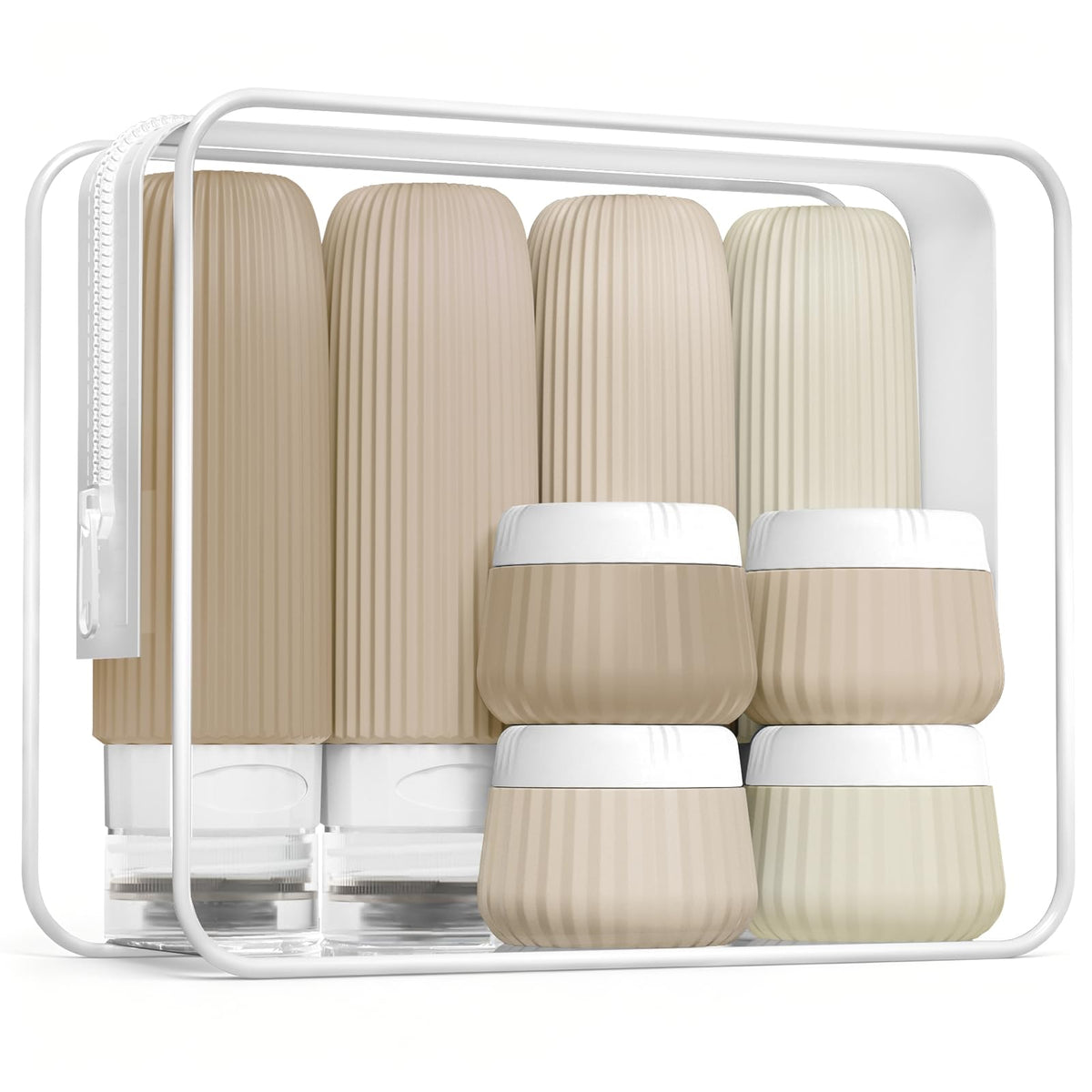Mrsdry clear bag with bottles and jars showing TSA compliance and easy access