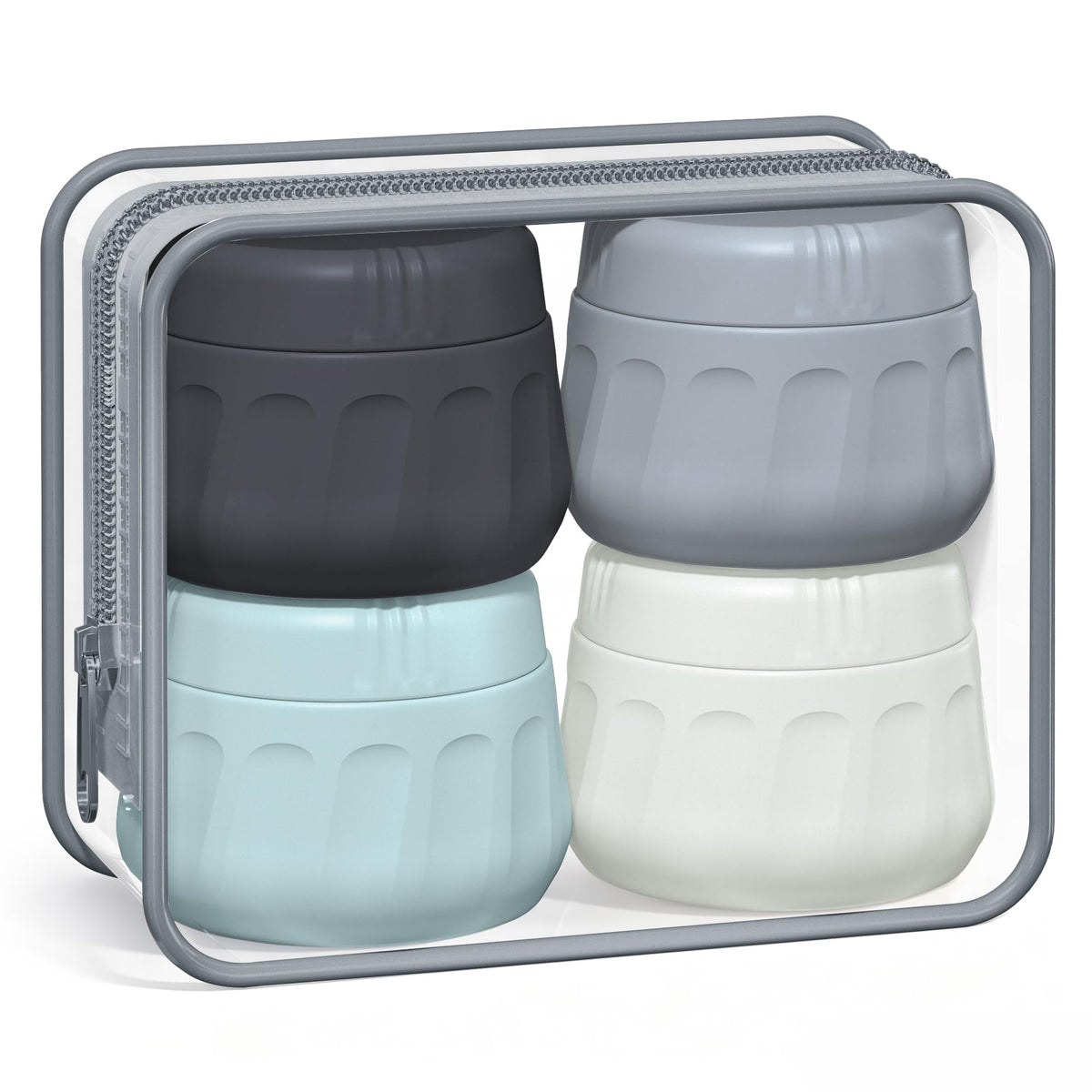Mrsdry clear pouch with four jars for easy security checks and organized packing