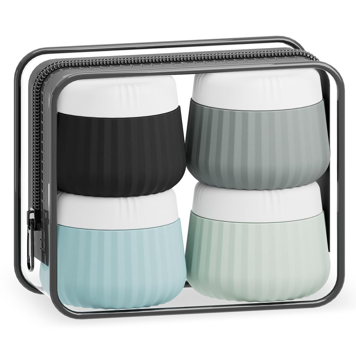 Mrsdry front packaging showing four travel jars and clear bag for easy packing