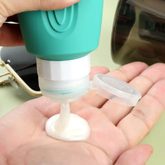 Mrsdry bottles neatly arranged in clear toiletry pouch, organized luggage protection