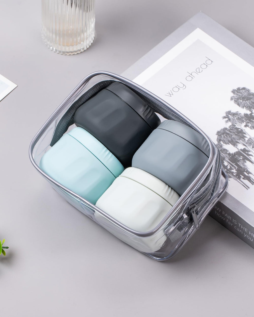 Mrsdry kit inside a suitcase demonstrating tidy, spill-free travel storage