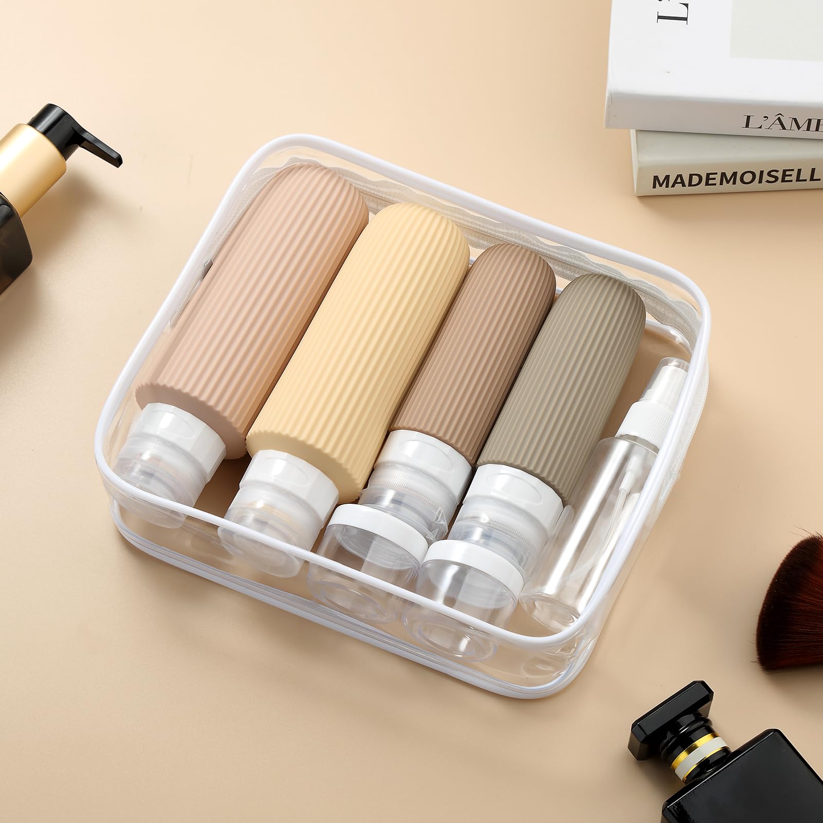 Mrsdry clear pouch packed inside a carry-on suitcase for TSA ease