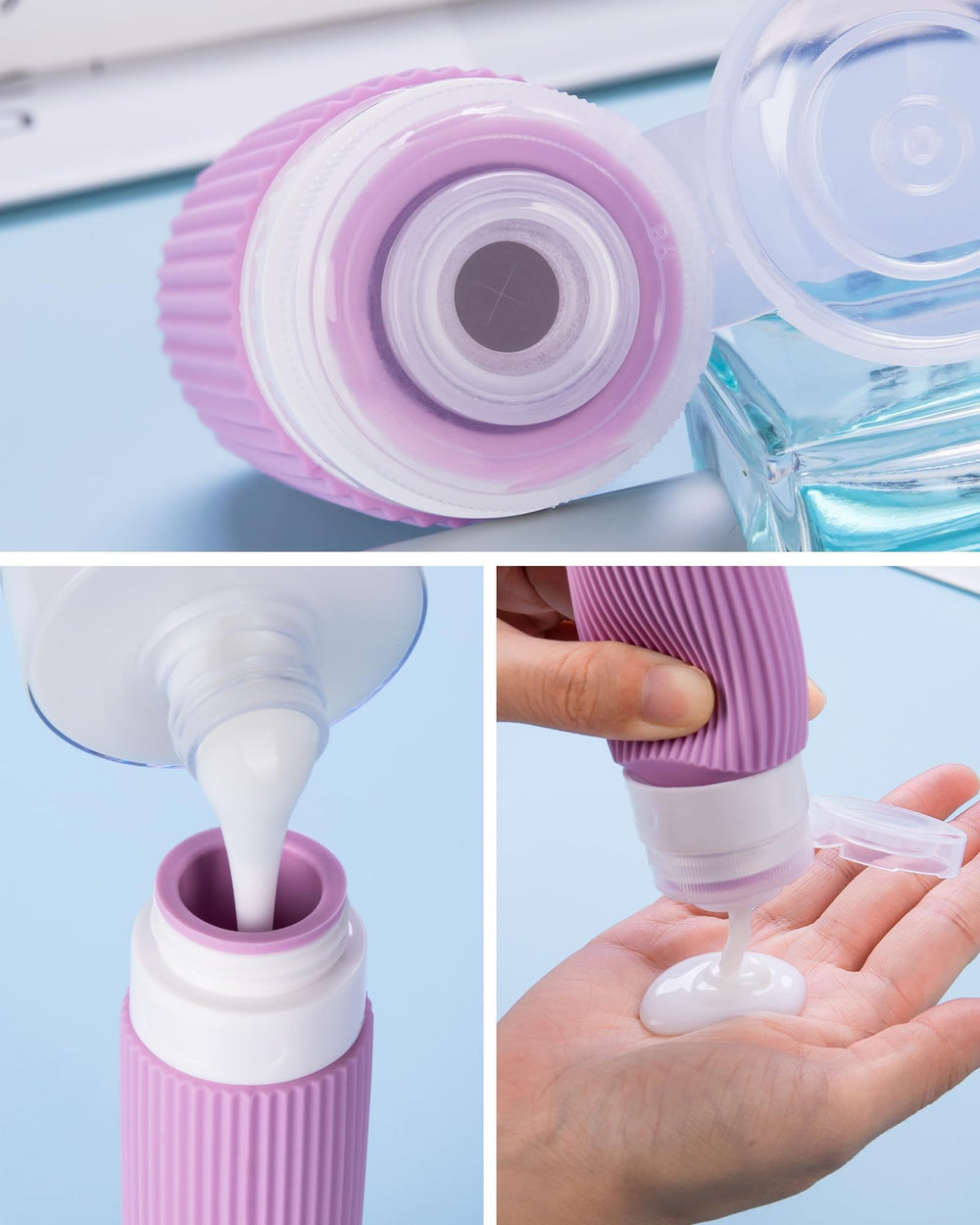 Mrsdry silicone bottle close-up illustrating squeezable, mess-free dispensing