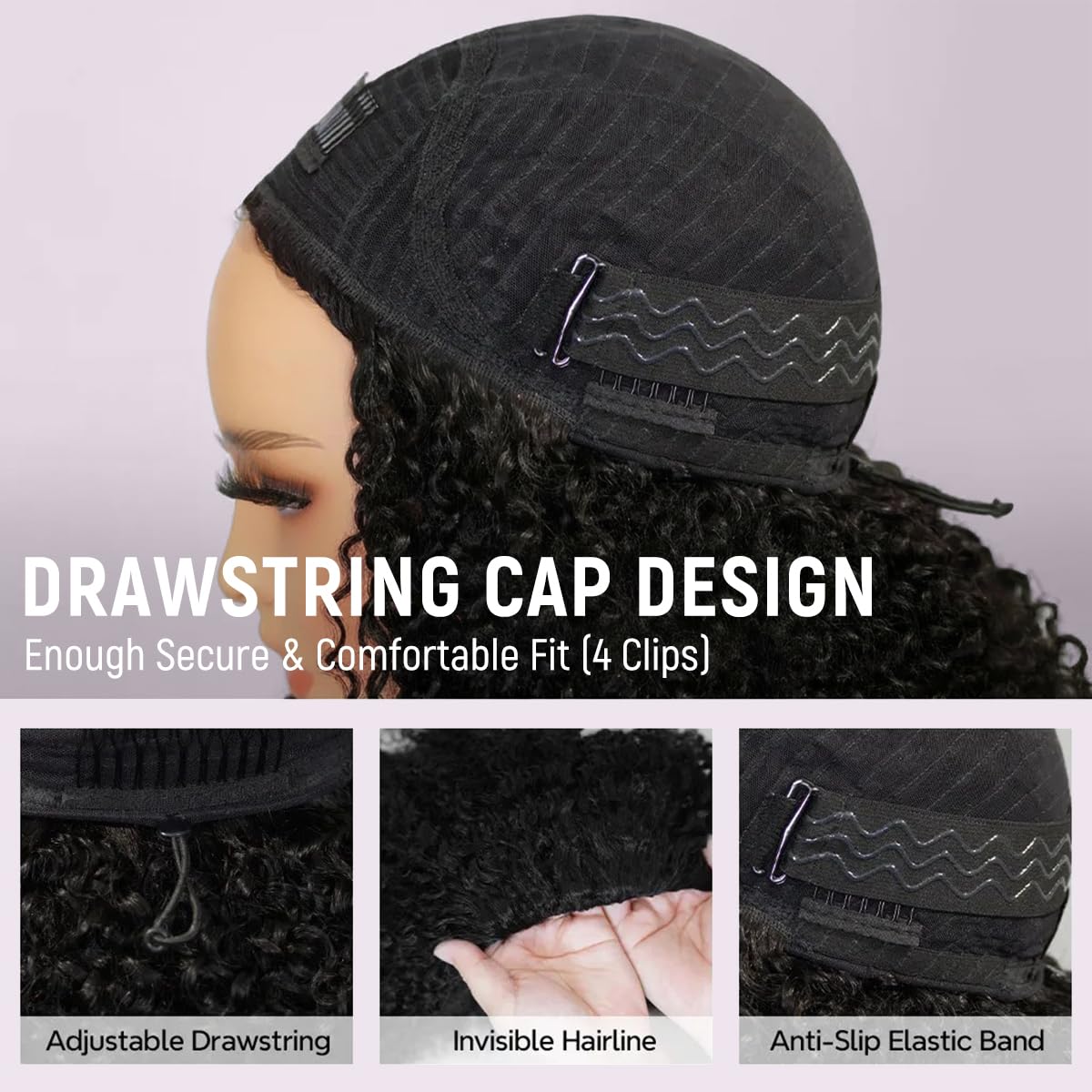 mscoco cap detail with drawstring and clips for secure comfortable fit