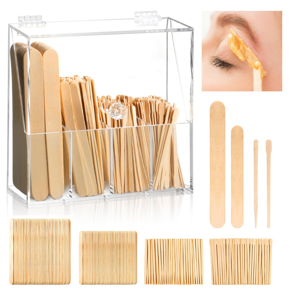 MSHUNKEJI clear organizer with four compartments neatly holding assorted wooden sticks for easy selection