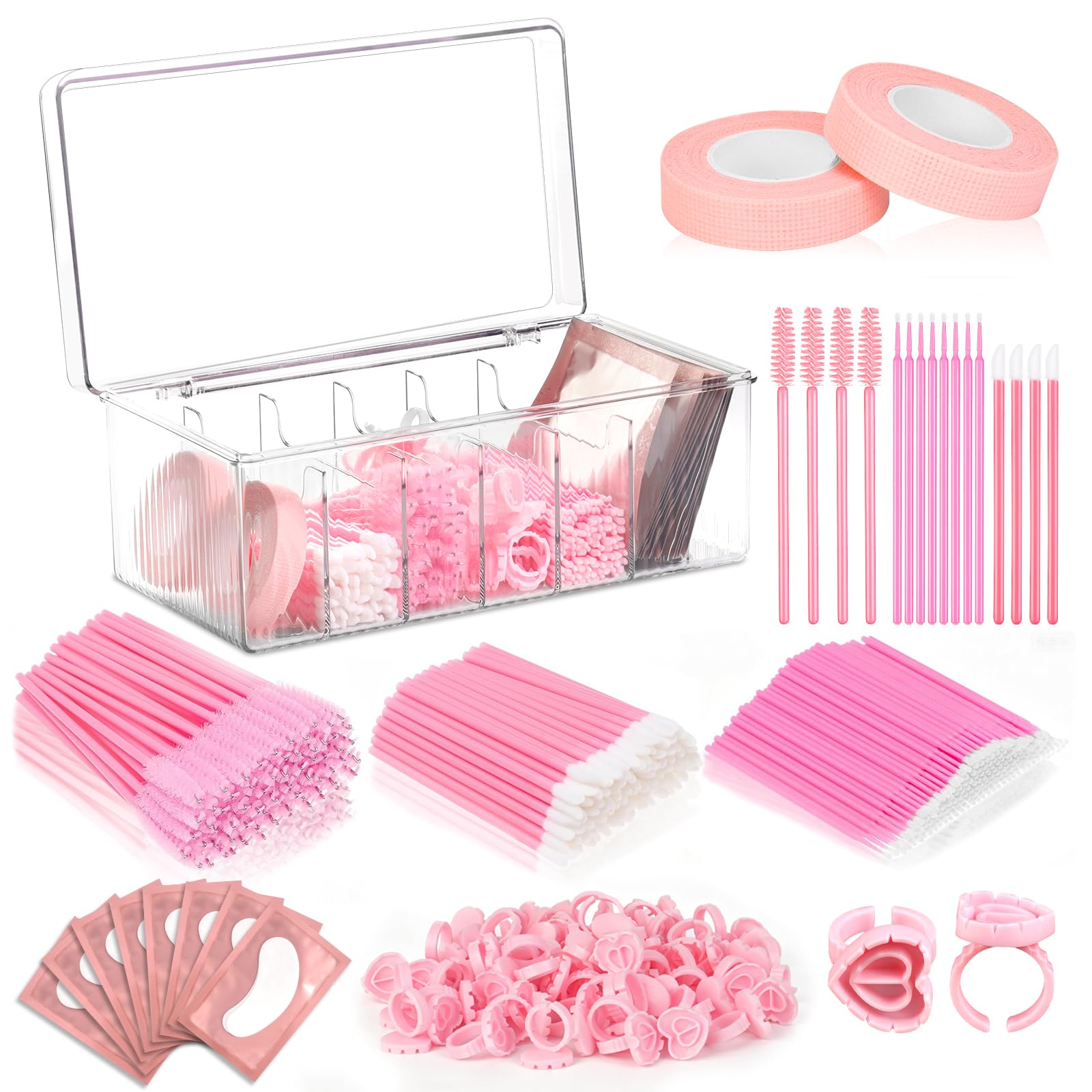 MSHUNKEJI kit front packaging shows compact pink case and organized supplies for easy storage