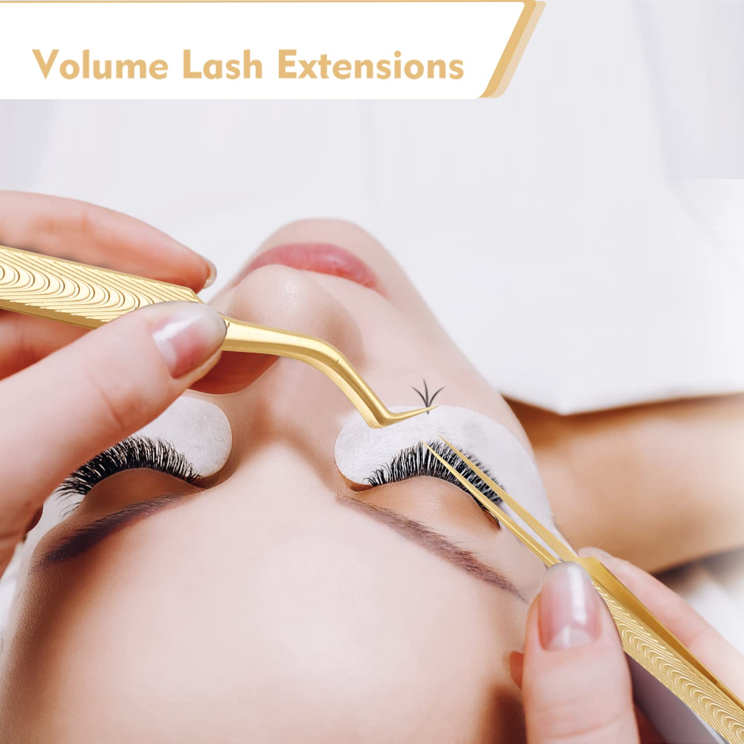 Ms.Queen tweezers in use during lash application demonstrating comfort and accurate placement