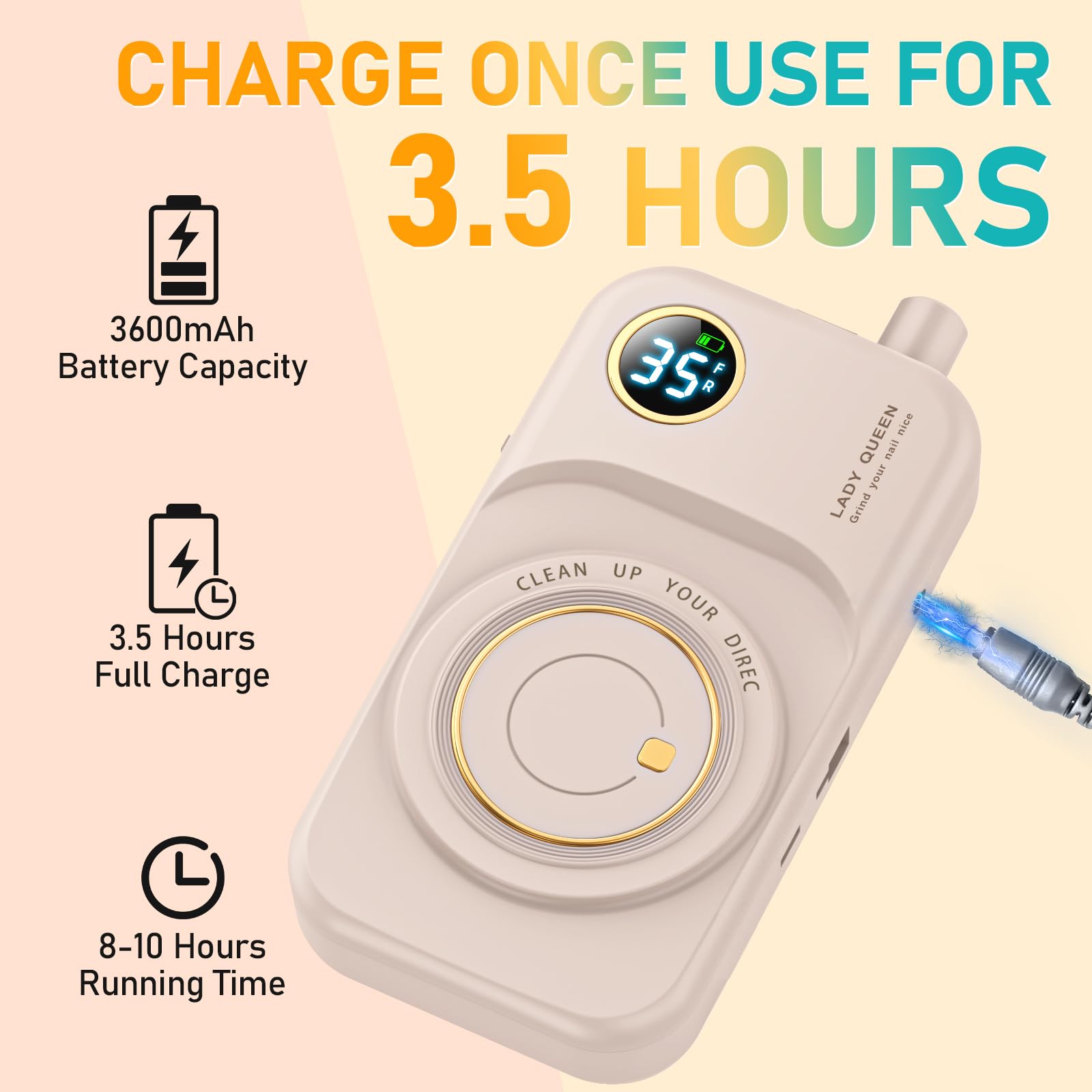 mUGLE LCD display showing speed and battery for easy monitoring while working